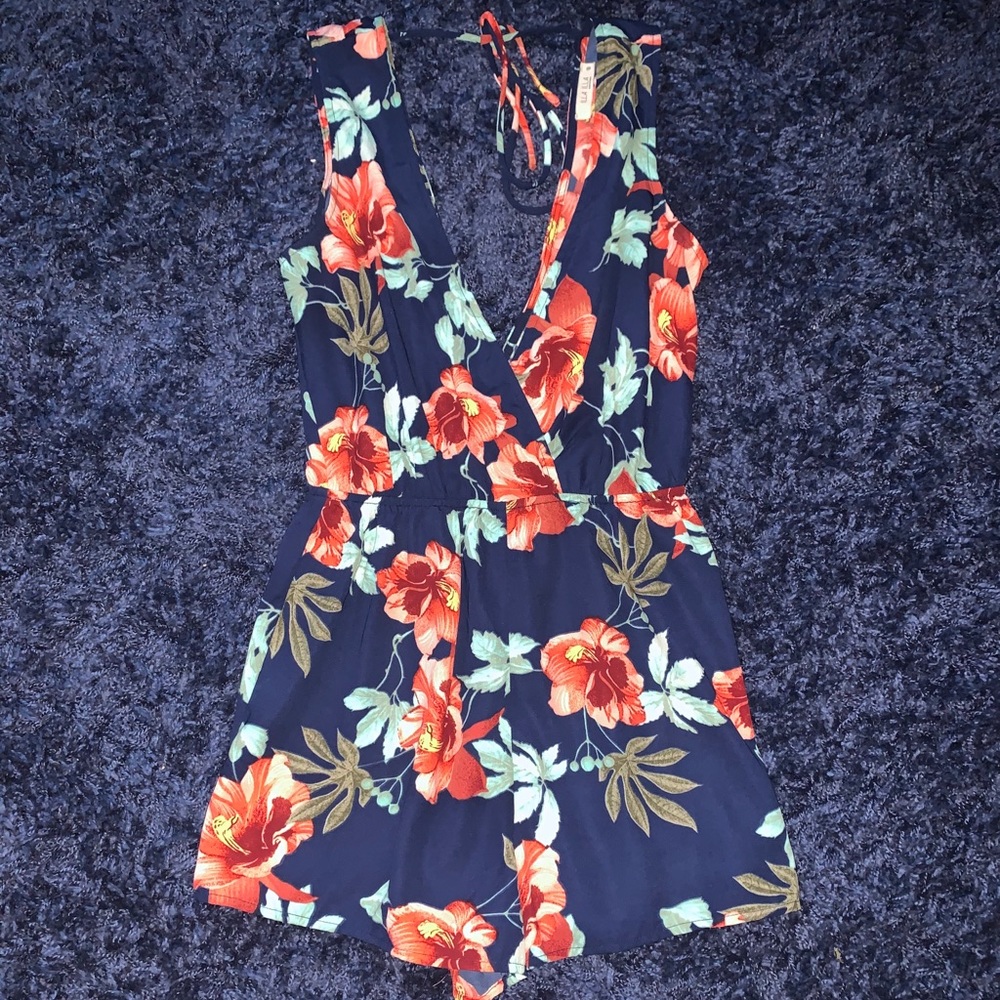 Flora Navy Romper